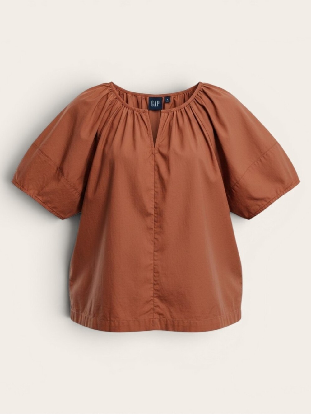GAP Rust Orange Peasant Blouse 100% Cotton Short Sleeve Size Small